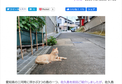 【日間賀島・前編】デジカメWatch掲載「カメラ旅女の全国ネコ島めぐり」公開しました