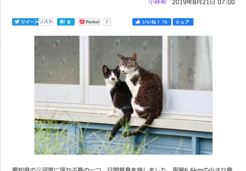 【日間賀島・後編】デジカメWatch掲載「カメラ旅女の全国ネコ島めぐり」公開しました